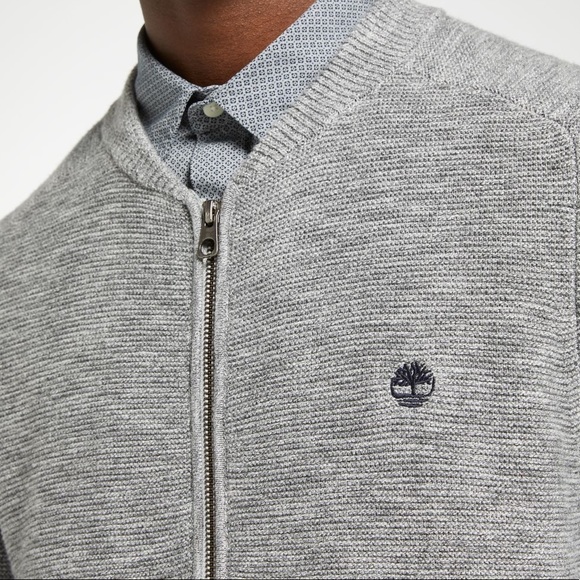 NEW TIMBERLAND MEN'S SLUB FULL-ZIP SWEATER - Picture 3 of 6
